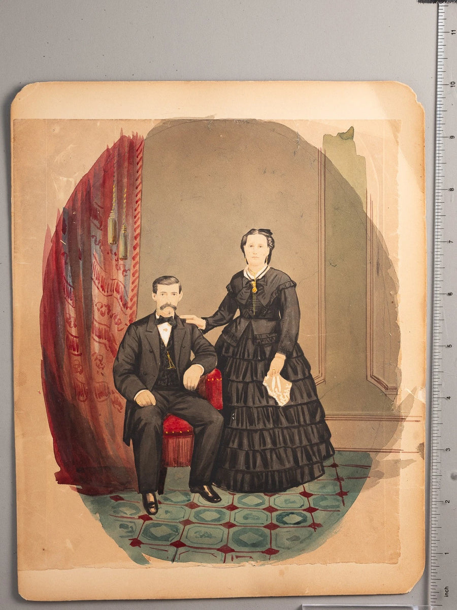 1860s Hand-Colored Photo Victorian Couple Reynolds NYC Civil War Era Portrait
